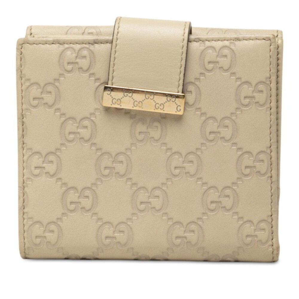 Gucci Guccissima Bi-fold Wallet with Double Snap Closure, 212090, Ivory White...